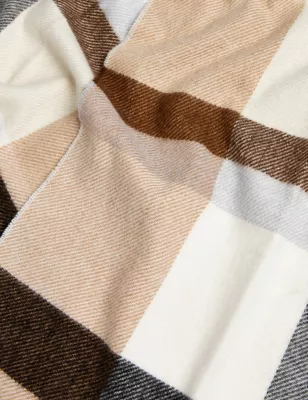 Woven Checked Tassel Scarf