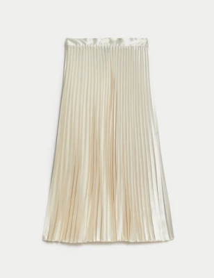Satin Pleated Midaxi Skirt