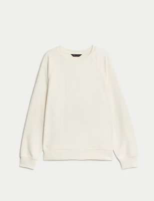 Pure Cotton Textured Crew Neck Sweatshirt