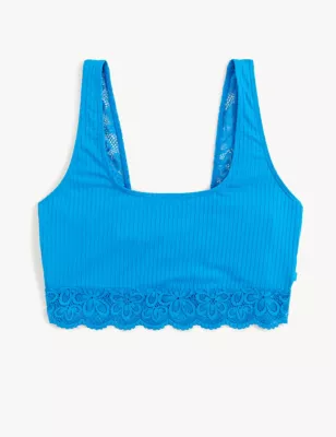 Cleo Rib & Lace Non Wired Crop Top