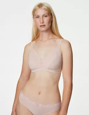 3pk Cotton & Lace Non Wired Full Cup Bras A-E