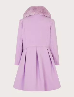 Faux Fur Collar Coat (3-15 Yrs)