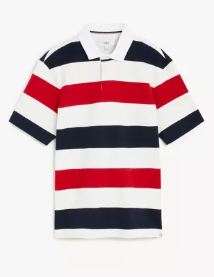 Men'S Pure Cotton Striped Rugby Shirt