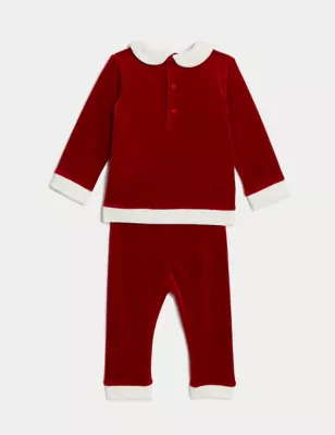 3pc Velvet Christmas Santa Outfit (0-3 Yrs)