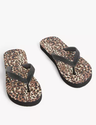 Animal Print Flat Flip Flops