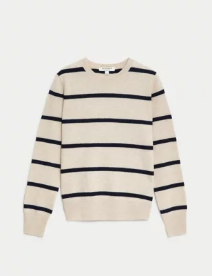Pure Cashmere Striped Crew Neck Jumper