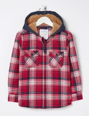 Pure Cotton Checked Hooded Shacket (3-13 Yrs)