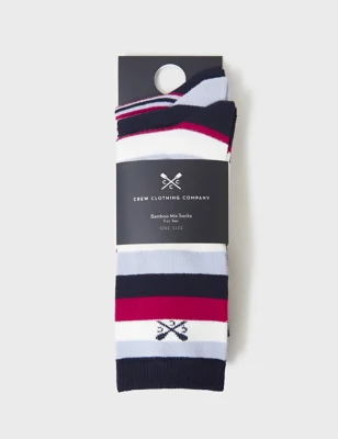3pk Striped & Plain Ankle High Socks