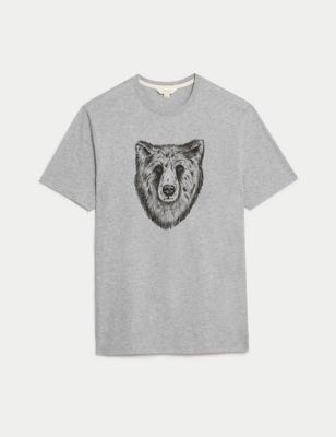 Pure Cotton Bear Graphic Loungewear Top