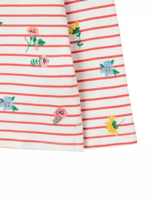 Pure Cotton Striped Floral Top (2-12 Yrs)