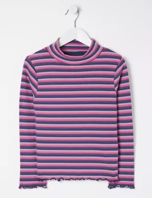 Cotton Blend Striped Ribbed Top (3-13 Yrs)