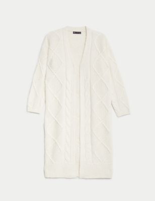 Cable Knit Edge To Edge Longline Cardigan