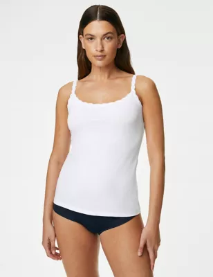 3pk Cotton Rich Lace Trim Vests