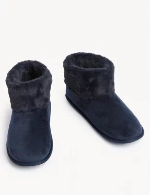 Faux Fur Cuff Slipper Boots