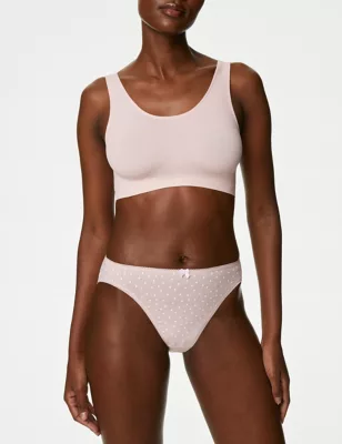 5pk Cotton Lycra&trade; High Leg Knickers