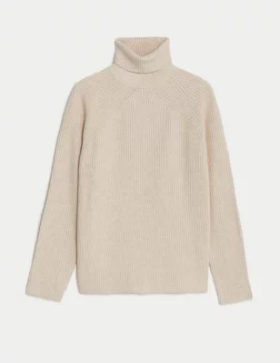 Soft Touch Ribbed Roll Neck Jumper