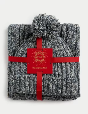 Cotton Rich Textured Hat & Scarf Set