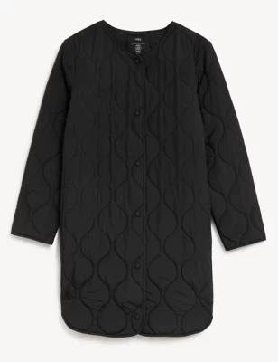 Recycled Quilted Collarless Puffer Jacket