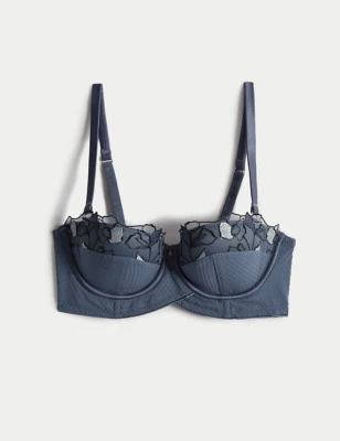 Iris Embroidery Wired Longline Balcony Bra A-E
