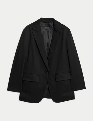 Lyocell Blend Relaxed Single Breasted Blazer