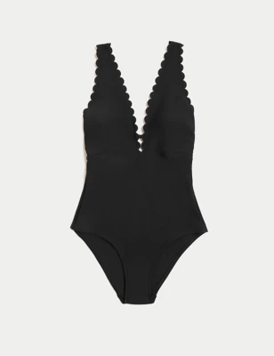 Padded Scallop Plunge Swimsuit