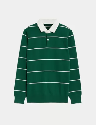 Pure Cotton Striped Knitted Rugby Shirt