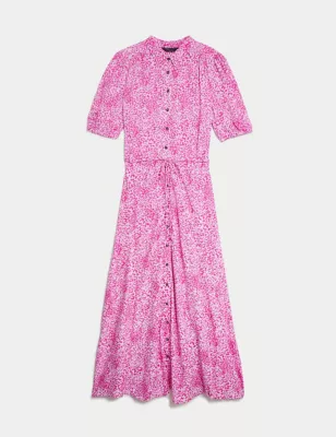 Printed Belted Midaxi Shirt Dress