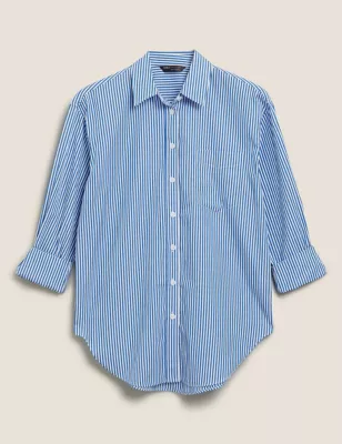 Pure Cotton Striped Oversized Girlfriend Style Shirt