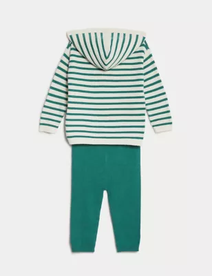 Striped Hooded Knitted Outfit (0-3 Yrs)