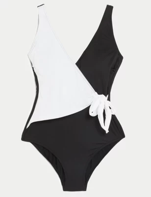 Tummy Control Wrap Plunge Swimsuit