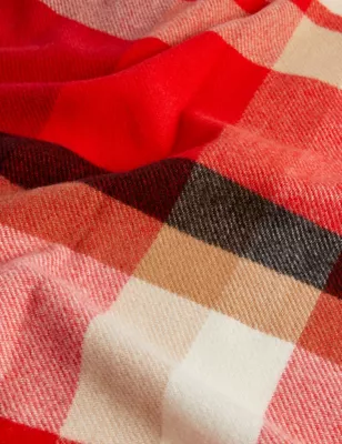 Woven Checked Tassel Scarf