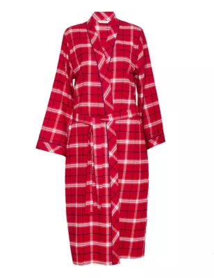 Pure Cotton Checked Long Dressing Gown
