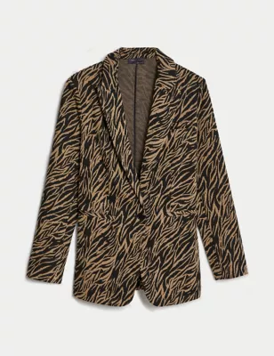 Jersey Straight Animal Print Blazer