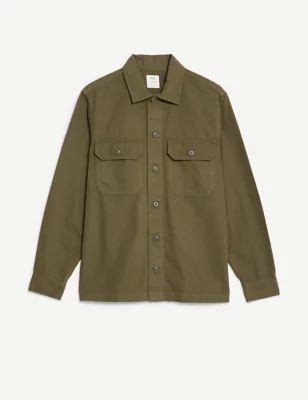 Pure Cotton Utility Overshirt