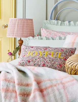 Pure Cotton Joyful Slogan Bolster Cushion