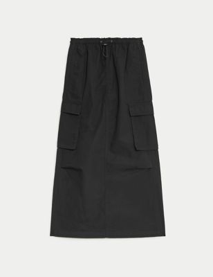 Pure Cotton Maxi Cargo Skirt