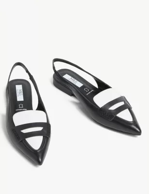 Leather Flat Slingback Shoes