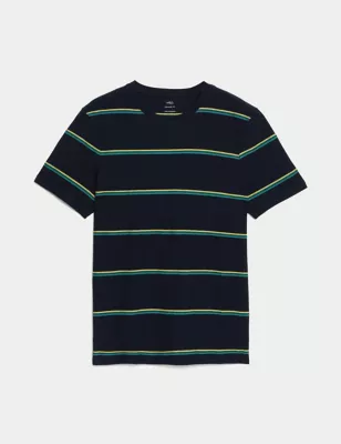 Pure Cotton Textured Striped T-Shirt
