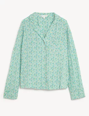 Floral Print Revere Collar Pyjama Top