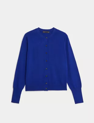 Crew Neck Button Front Cardigan