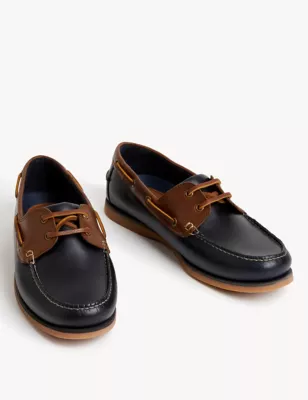 Wide Fit Leather Deck Shoes