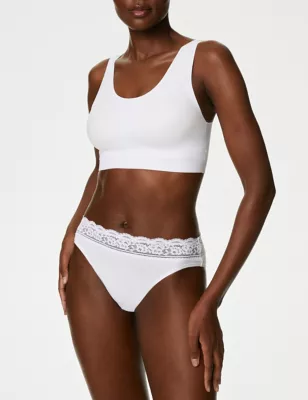 5pk Cotton Lycra&trade; & Lace Knickers
