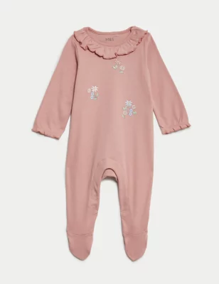 2pk Pure Cotton Floral Sleepsuits (7lbs-3 Yrs)