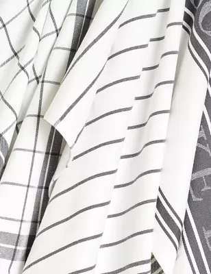 Set Of 3 Cotton Rich Striped Tea Towels