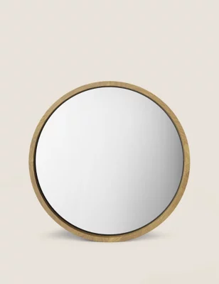 Oak Round Hanging Wall Mirror