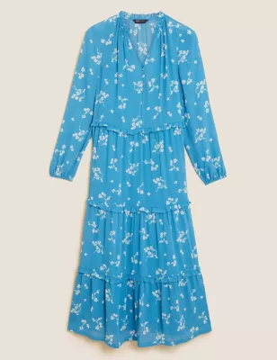 Floral V-Neck Midaxi Tiered Dress