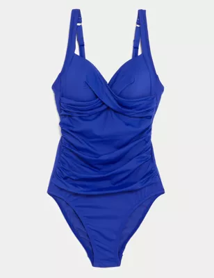 Tummy Control Ruched Plunge Swimsuit