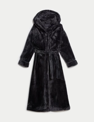 Fleece Hooded Long Dressing Gown