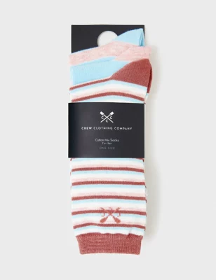 3pk Striped & Plain Ankle High Socks