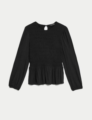 Round Neck Shirred Top